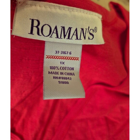 Roaman's Cardigan Jersey Button Down Tunic Cotton Long Sleeve T Shirt Red Sz 1X - Picture 3 of 3